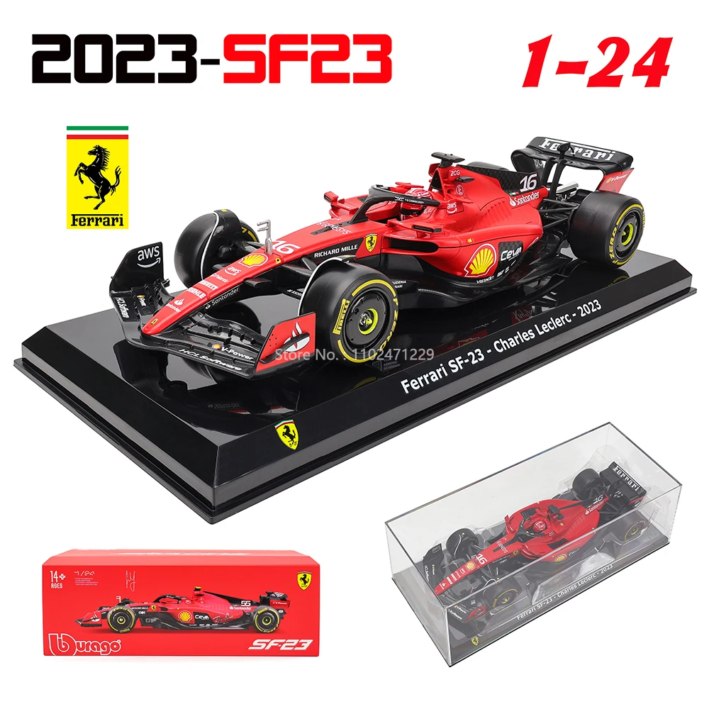 Bburago 1:24 #16 Leclerc 2023 F1 스쿠데리아 페라리 sf23 #55 Sainz 합금 자동차 모델 포뮬러 원 다이 캐스팅 모델 추천상품