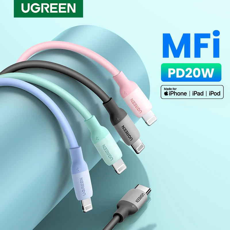 UGREEN-MFi 실리콘 USB C to 라이트닝 케이블 20W PD 아이폰 14 13 12 프로 맥스 내돈내산